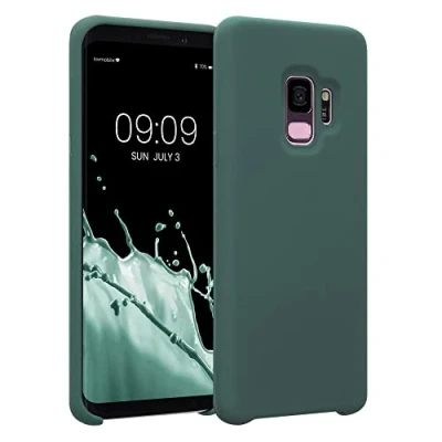 Afbeelding van kwmobile telefoonhoesje geschikt voor Samsung Galaxy S9 Hoesje met siliconen coating Smartphone case in blauwgroen