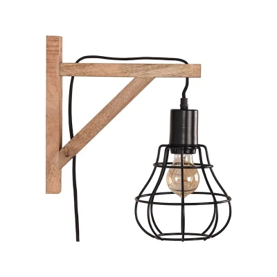 Afbeelding van LABEL51 Drop wandlamp hout/metaal zwart Metaal