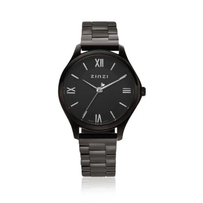 Afbeelding van ZINZI Classy Mini horloge 30mm zwarte wijzerplaat stalen kast en band ziw1237