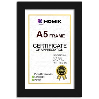 Afbeelding van HOMIK A5 fotolijst met acrylveiligheidsglas standaard, decoratieve fotolijst, ideaal als cadeau