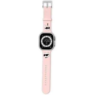 Afbeelding van Karl Lagerfeld 3D rubberen Karl&amp;Choupette hoofdband voor Apple Watch 42/44/45/49mm roze
