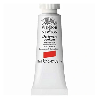 Afbeelding van Winsor &amp; Newton 0605726 Designers Gouache, fijnste kunstschilderverf, dekkend, hoogwaardige pigmenten 14ml Tube, Red