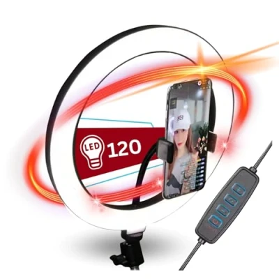 Afbeelding van TronicXL Ringlamp LED 10 inch voor uw statief I ring licht met mobiele telefoonhouder 1/4&quot; adapter camerastatief geschikt YouTube videostreaming smartphone TikTok live streaming fotografie