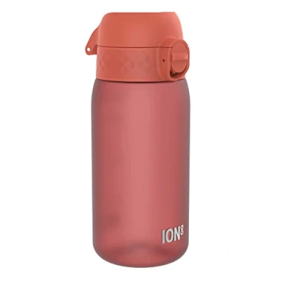 Afbeelding van ION8 Kinder Waterfles, 350 ml/12 oz, Lekvrij, Makkelijk te Openen, Veilige Vergrendeling, Vaatwasserbestendig, BPA vrij, Draaghendel, Schoon Maken, Geurvrij, Koolstofneutraal, Donkerrood