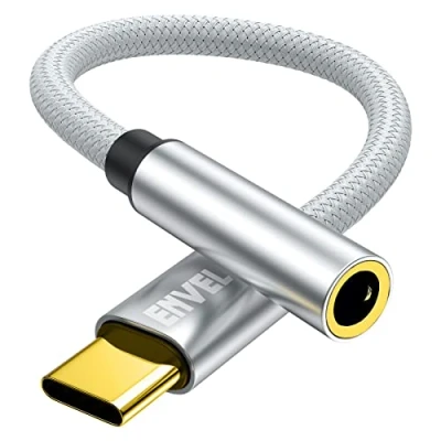 Afbeelding van USB C naar 3,5 mm hoofdtelefoonaansluiting adapter, Type audio stereo DAC chip kabel, compatibel met Samsung S22/S21/S20/Note20, Huawei Mate 40/30/P50/P40, Google Pixel 6/5, OnePlus 9/8T, iPad Mini 6