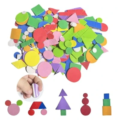 Afbeelding van Schuimrubberen stickers voor kinderen, 750 stuks, zelfklevende geometrische stickerset doe het zelf decoratie, kunsthandwerk, kleurrijke schuimstickers, knutselen, schuimrubber, knutselen