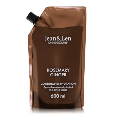 Afbeelding van Jean &amp; Len Rosemary Ginger Conditioner, vocht in navulzak, voor droog haar, verzorgt intensief en verbetert de kambaarheid, navulverpakking, kruidige geur, zonder siliconen parabenen, 600 ml