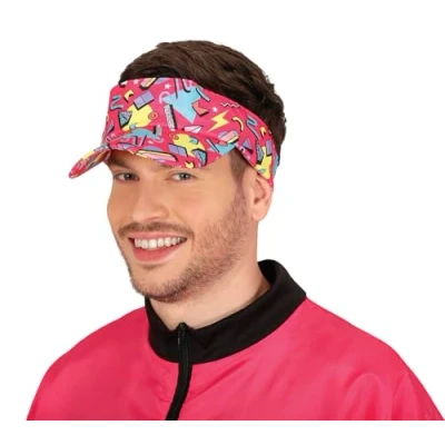Afbeelding van Fiestas Guirca Foute 80s/90s print party zonneklep roze jaren 80/90 verkleed accessoires volwassenen onze size