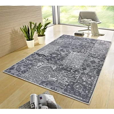 Afbeelding van Patchwork Tapijt/Vloerkleed Bloques Donkergrijs 80x150 Cm