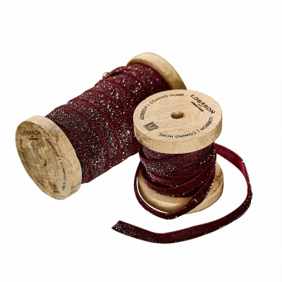 Afbeelding van LOBERON Fluwelen lint set van 2 Risorio rood