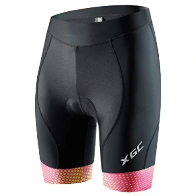 Afbeelding van XGC Korte fietsbroek en fietsonderbroek voor dames, elastische 4D spons zitkussens met een hoge dichtheid, Roze_geel, M