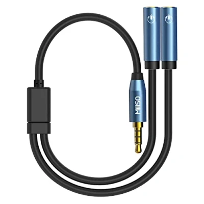 Afbeelding van MillSO 3,5 mm koptelefoonadapter splitter 4 polig jack Y kabel (1 tot 2 jack) audio microfoon voor mobiele telefoon, laptop, Xbox One, PS4, PC en MP3 speler