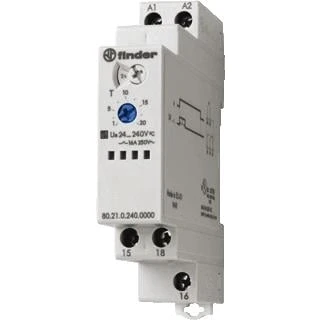 Afbeelding van Finder tijdrelais 17 5 mm breed 1 wisselcontact 16 a 250vac inschakel wissend 24 240vac dc 80 21 0 240 0000