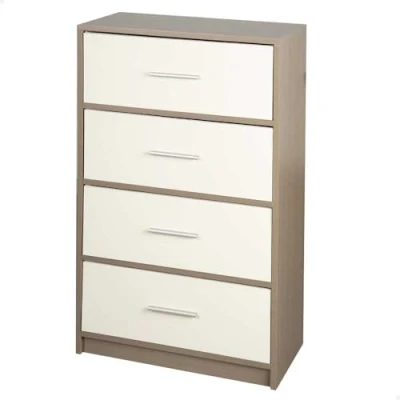 Afbeelding van AKTIVE 18413 Max Home commode voor slaapkamer, multifunctioneel, grijs en wit, 4 laden, 58 x 30 91 cm, van hout, moderne stijl, opbergsysteem, thuisorganisatie, decoratie, kleedmeubels