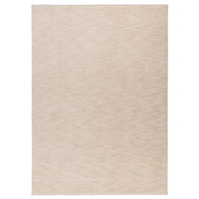 Afbeelding van Lalee Pandora gemêleerde vloerkleed gestreept Modern uni tapijt laagpolig korte franjes 160x230 cm Ivory gebroken wit