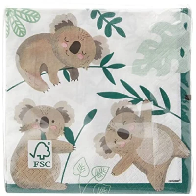 Afbeelding van Amscan Servetten Koala 33 X Cm Papier Wit/groen 16 Stuks