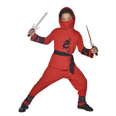 Afbeelding van amscan Ninja Warrior kostuum voor kinderen, rood, 4 6 jaar