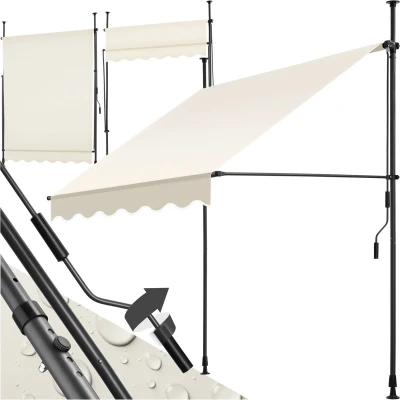 Afbeelding van tectake klemluifel Zonnescherm Zonneluifel Verstelbaar Klem zonwering Balkon 150 x 180 cm beige 404954
