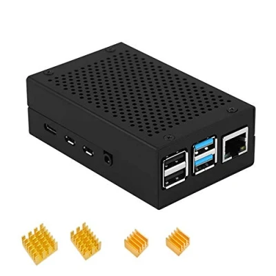 Afbeelding van ZkeeShop Beschermhoes aluminium behuizing met koellichaam compatibel voor Raspberry Pi 4 Model B (niet inbegrepen Board) (zwart)
