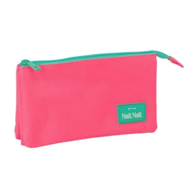 Afbeelding van Pennenetui met 3 vakken Nait Rosa fluor Roze 22 x 12 cm