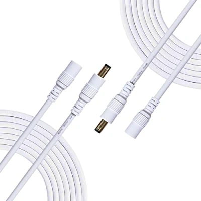 Afbeelding van Liwinting DC Verlengkabel 5,5 mm x 2,5 Aansluitkabel Gelijkstroom Verbindingskabel Verdeler Mannelijk naar Vrouwelijk Connector voor Voeding, CCTV camera 2pcs 1m Wit