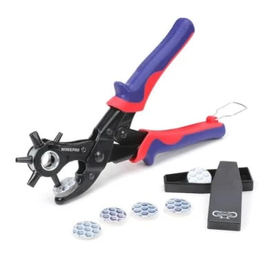 Afbeelding van WORKPRO Revolverloktang, gatentang, riem, leer, puncher 255 mm, rond, 3,5 4 4,5 rechthoekig 6,6 7,5 ovaal, 6,1 mm