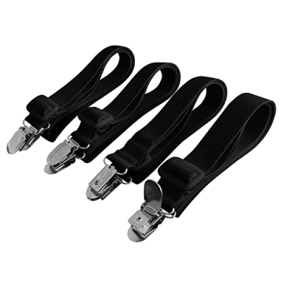 Afbeelding van Beedsooth 4 Stuks Elastische Lakenspanner met Metalen Clips Verstelbare Fasteners 30 120cm Zwart