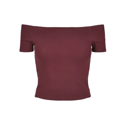 Afbeelding van Urban Classics OFF Shoulder Tshirt basic, Dames, Maat: XS, Redwine