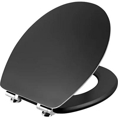 Afbeelding van Cornat WC bril Prime &quot;Black Steel&quot; Aantrekkelijk design Hoogwaardige houten kern Softclosemechanisme &amp; snelle bevestiging Comfortabel zitgevoel zwart/toiletbril/wc deksel / KSBSSC51