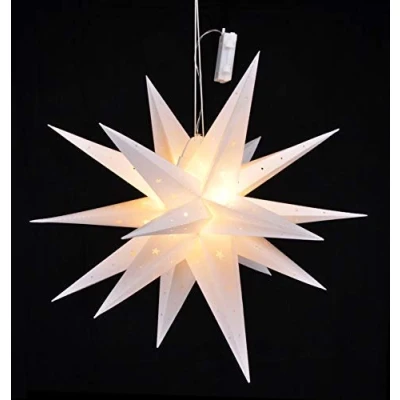 Afbeelding van led kerstster, 58 cm, met automatische timer, werkt op batterijen, ster voor Kerstmis, om te hangen, raamdecoratie