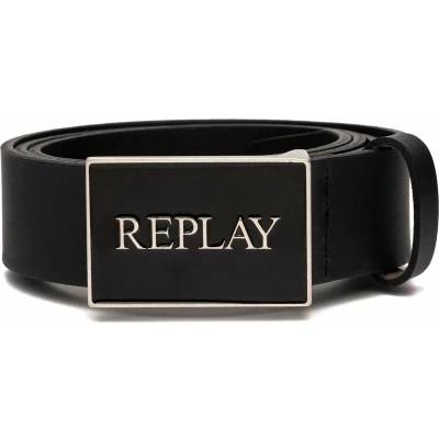 Afbeelding van REPLAY Leren Riem Leather Belt W110 Black Zwart