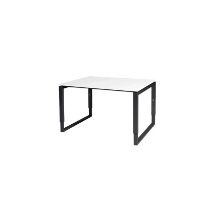 Afbeelding van Domino Plus bureau, hoogte instelbaar (62 85cm) met 120x90cm &#039;zwevend&#039; krijtwit 25mm blad en zwart (RAL9011) O poot frame