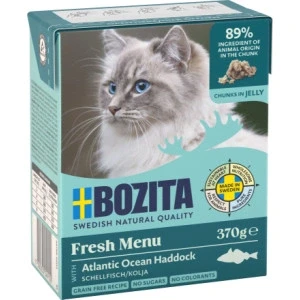 Afbeelding van 6x370g Stukjes in Gelei met Schelvis Bozita Kattenvoer