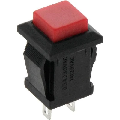 Afbeelding van Schakelaar Push Button 2 Polig 1 3A 250 125V Rood Vierkant