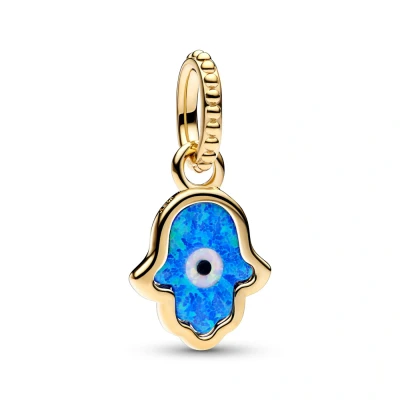 Afbeelding van Pandora 762699C01 Hangbedel Opalescent Blue Hamsa Hand zilver synth.