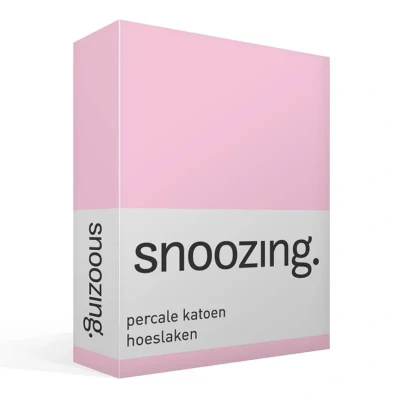 Afbeelding van Snoozing Hoeslaken Lits jumeaux 200x220 cm Percale katoen Roze