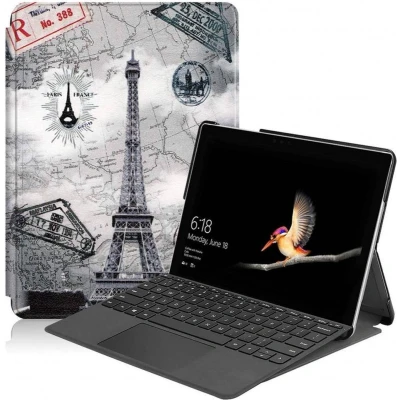 Afbeelding van Case2go Tablet Hoes geschikt voor Microsoft Surface Go Tri Fold Book Case Eiffeltoren