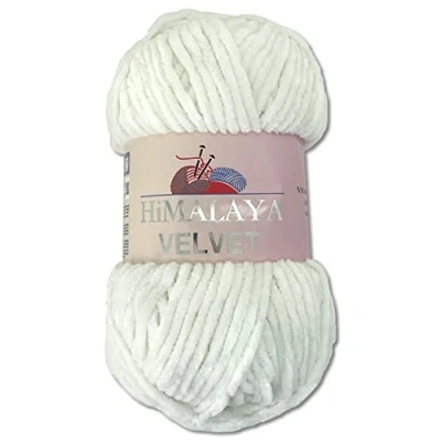 Afbeelding van Wohnkult Himalaya 100 g Velvet Dolphin breiwol, 40 kleuren om uit te kiezen, chenille breigaren, pluizige garen, glans, accessoire, kleding, dekens (90063, wit)