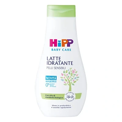 Afbeelding van HiPP Baby Care Hydraterende melk voor kinderen, diepe vochtigheid, de gevoelige huid, pH waarde, neutrale amandelolie en karitéboter, 1 fles van 350 ml
