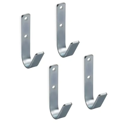 Afbeelding van Gedotec Metalen haken gebogen 4 stuks wandhaken om te schroeven 35 x 82 mm universele van verzinkt staal multifunctionele voor het organiseren en sorteren garage