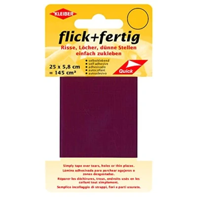 Afbeelding van Kleiber patch en klaar, zelfklevende patches, scheuren, gaten, dunne plekken eenvoudig op maat te plakken, nylon snijden, donkerrood (25 x 5,8 cm)