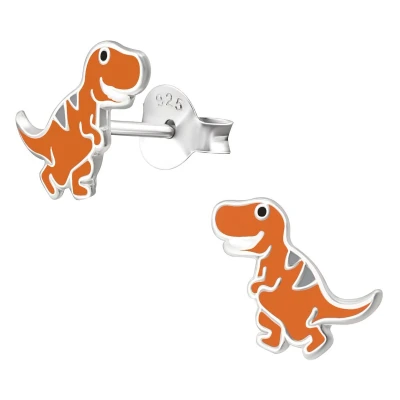 Afbeelding van JoyS Zilveren dino oorbellen 8 x 10 mm dinosaurus kinderoorbellen
