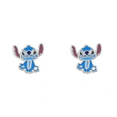 Afbeelding van Verzilverde Stitch Stud Oorbellen, Eén maat, Messing/basis, Geen edelsteen