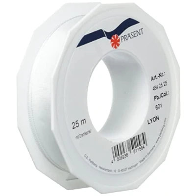 Afbeelding van Zijden band Lyon 25 mm/25 m wit