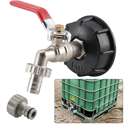 Afbeelding van IBC Tank Adapter MASO Tote Drain S60X6 naar Messing Tuinkraan met 1/2&quot; Slangfitting Olie Brandstof Water