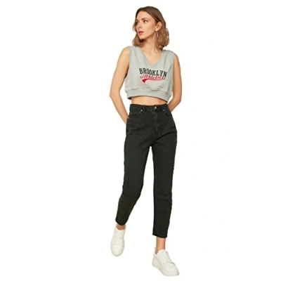 Afbeelding van Trendyol Dames Vrouw Basic Normale Taille Mom Jeans, Zwart, 58