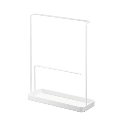 Afbeelding van Yamazaki Sieradenhouder Tower Met 2 Stangen En Opbergbakje Wit 20x7,5x25,5cm