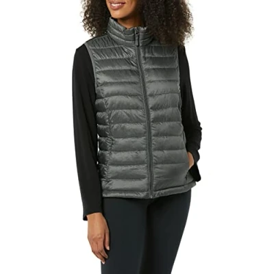 Afbeelding van Amazon Essentials Lichtgewicht waterbestendig verpakt Puffer Vest Down Alternatieve jas, houtskool Heather, XS (UK 8 10)