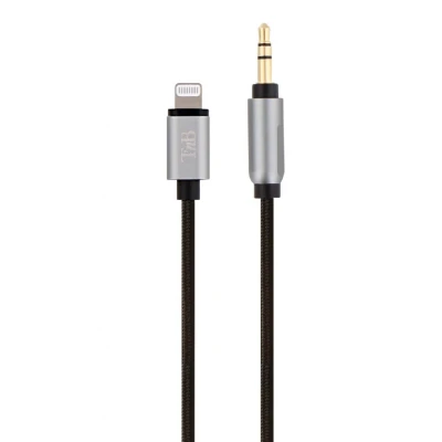 Afbeelding van TNB Lightning kabel op jack 3,5 mm nylon 1,20 m zwart T&#039;nB