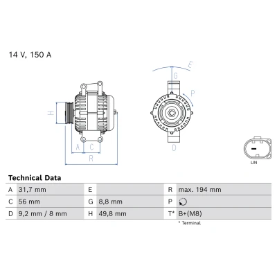 Afbeelding van Bosch Alternator/Dynamo 0 986 084 010